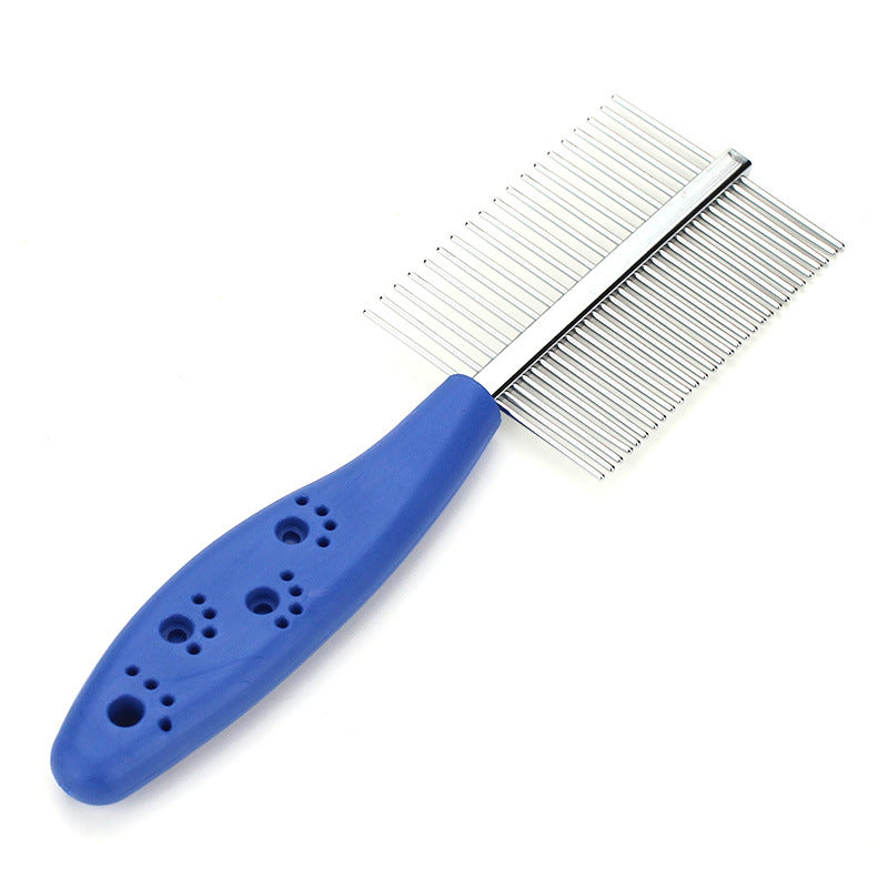 Double-sided Pet Row Comb Dense Teeth With Handle Stainless Steel Row Comb