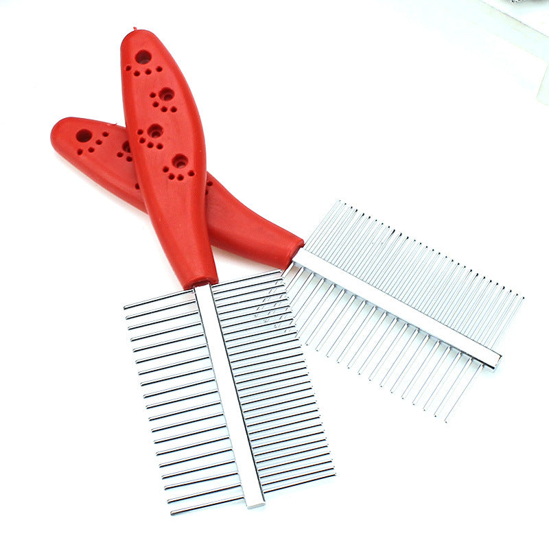 Double-sided Pet Row Comb Dense Teeth With Handle Stainless Steel Row Comb