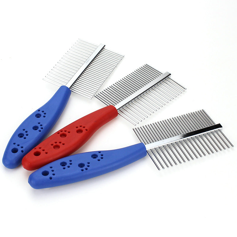 Double-sided Pet Row Comb Dense Teeth With Handle Stainless Steel Row Comb