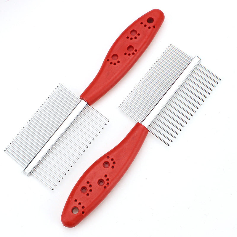 Double-sided Pet Row Comb Dense Teeth With Handle Stainless Steel Row Comb